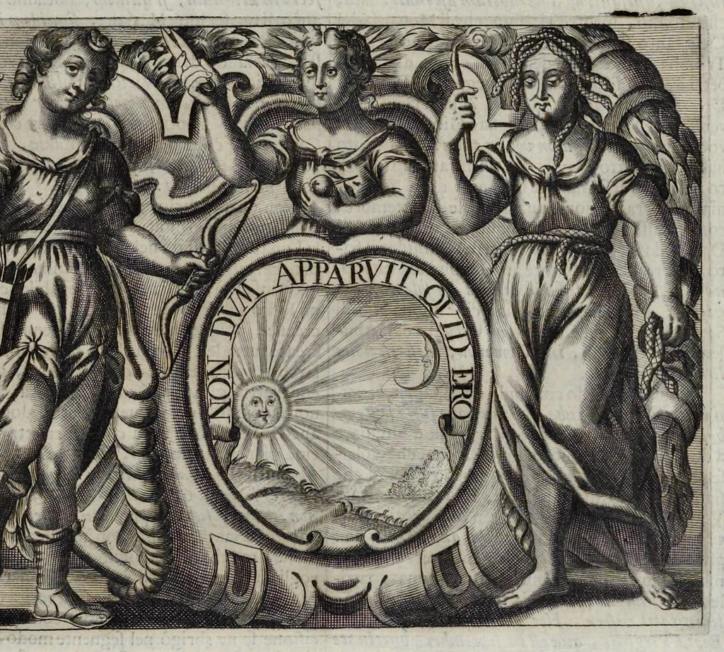 An illustration from Simboli festiui : per le solennità principali di Christo nostro signore, della Beata Vergine Maria, degl'apostoli, e d'altri santi, che frà l'anno da chiesa santa di suo precetto si celebrano, 1698, leaf 318