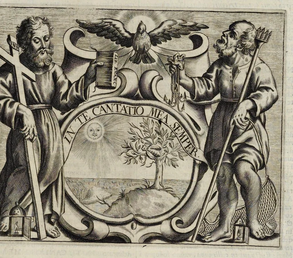 An illustration from Simboli festiui : per le solennità principali di Christo nostro signore, della Beata Vergine Maria, degl'apostoli, e d'altri santi, che frà l'anno da chiesa santa di suo precetto si celebrano, 1698, leaf 400