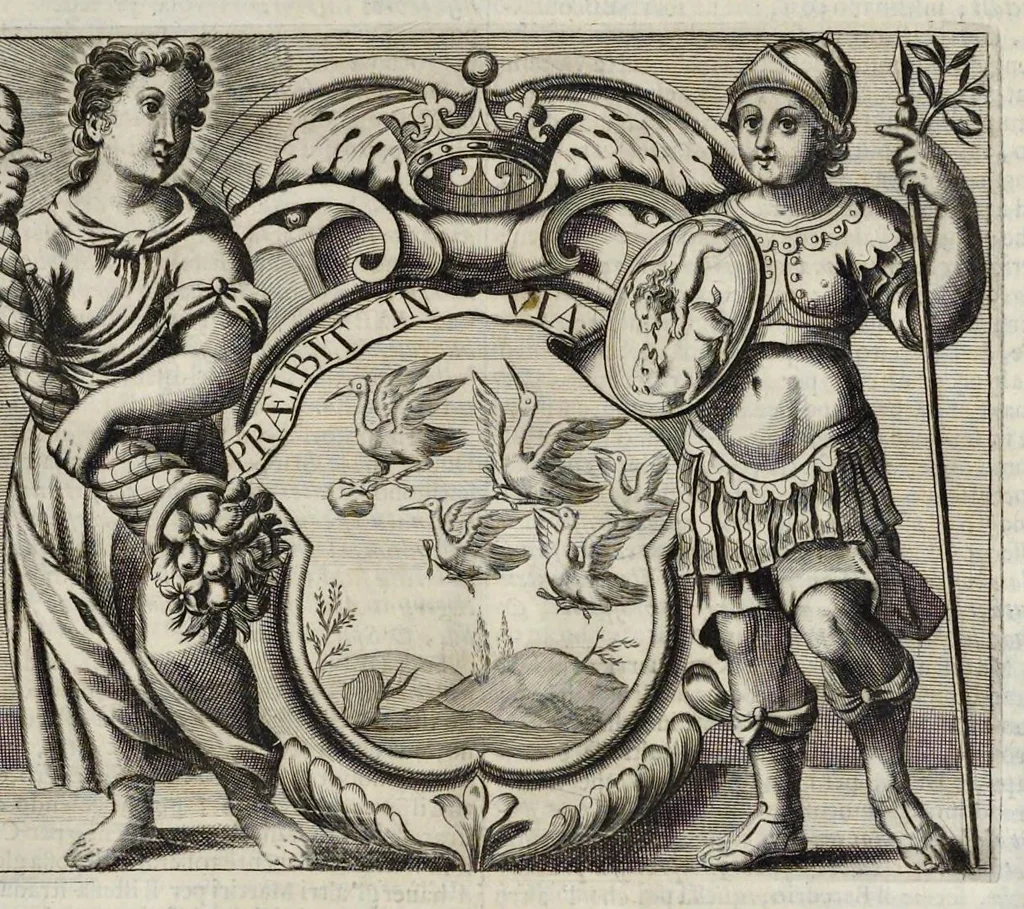 An illustration from Simboli festiui : per le solennità principali di Christo nostro signore, della Beata Vergine Maria, degl'apostoli, e d'altri santi, che frà l'anno da chiesa santa di suo precetto si celebrano, 1698, leaf 452