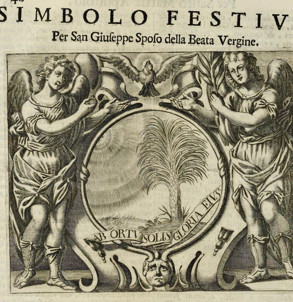 An illustration from Simboli festiui : per le solennità principali di Christo nostro signore, della Beata Vergine Maria, degl'apostoli, e d'altri santi, che frà l'anno da chiesa santa di suo precetto si celebrano, 1698, leaf 67