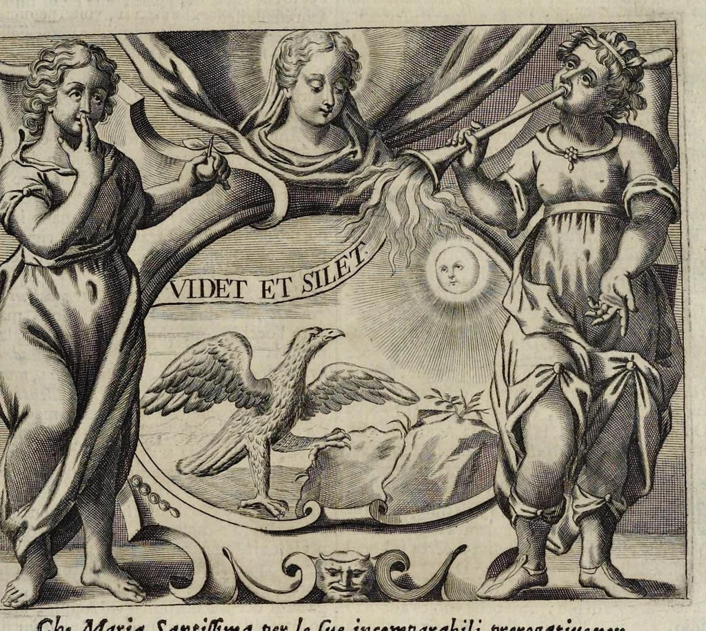 An illustration from Simboli festiui : per le solennità principali di Christo nostro signore, della Beata Vergine Maria, degl'apostoli, e d'altri santi, che frà l'anno da chiesa santa di suo precetto si celebrano, 1698, leaf 78
