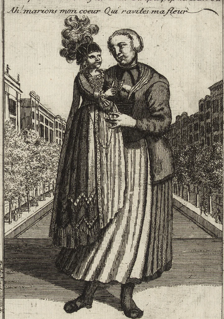 An illustration from Hollandse dorpelingen, enz. = Paisans d'Hollande &c, 1713, leaf 18