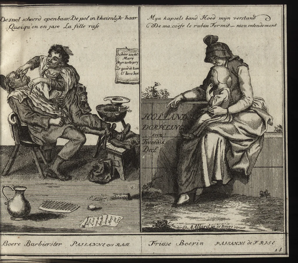 An illustration from Hollandse dorpelingen, enz. = Paisans d'Hollande &c, 1713, leaf 8