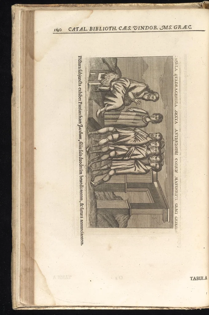 An illustration from Catalogus, sive, Recensio specialis omnium codicum manuscriptorum Graecorum, nec non linguarum orientalium, augustissimae Bibliothecae Caesareae Vindobonensis, 1690, leaf 123