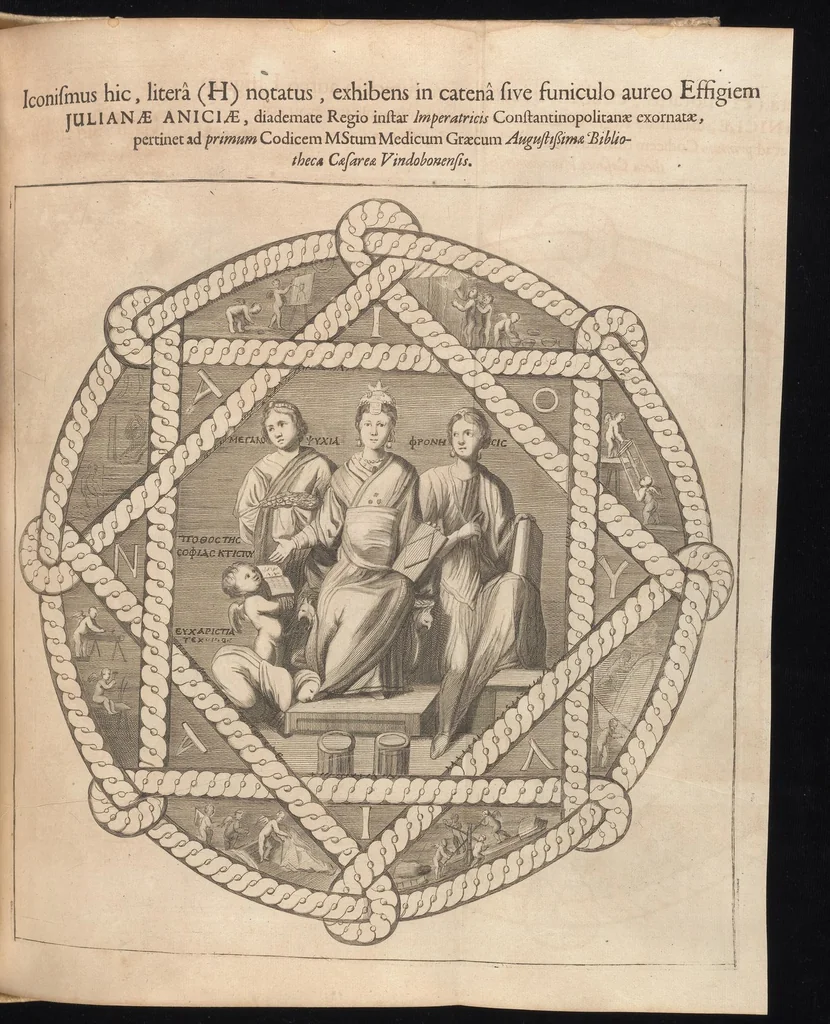 An illustration from Catalogus, sive, Recensio specialis omnium codicum manuscriptorum Graecorum, nec non linguarum orientalium, augustissimae Bibliothecae Caesareae Vindobonensis, 1690, leaf 544