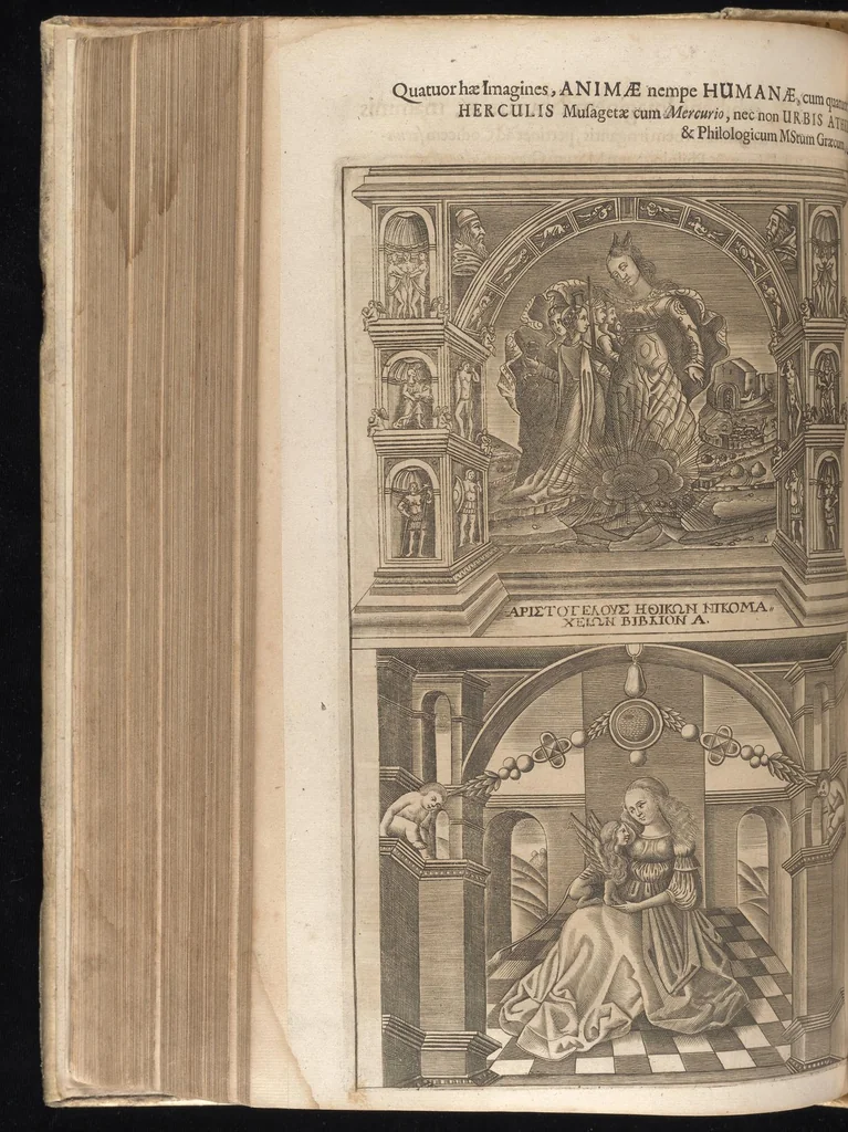 An illustration from Catalogus, sive, Recensio specialis omnium codicum manuscriptorum Graecorum, nec non linguarum orientalium, augustissimae Bibliothecae Caesareae Vindobonensis, 1690, leaf 607