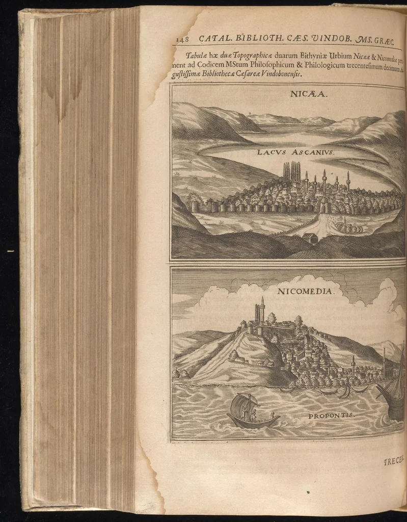 An illustration from Catalogus, sive, Recensio specialis omnium codicum manuscriptorum Graecorum, nec non linguarum orientalium, augustissimae Bibliothecae Caesareae Vindobonensis, 1690, leaf 757