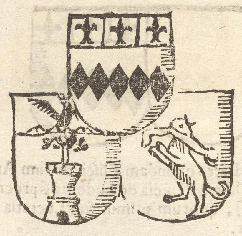 An illustration from Arbor genealogica gentis de Cignano, quam merito ac virtuti D. Caroli per lineam rectam eodem ex stipite descendentis, 1687, leaf 43