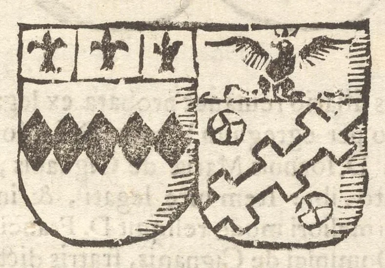 An illustration from Arbor genealogica gentis de Cignano, quam merito ac virtuti D. Caroli per lineam rectam eodem ex stipite descendentis, 1687, leaf 46