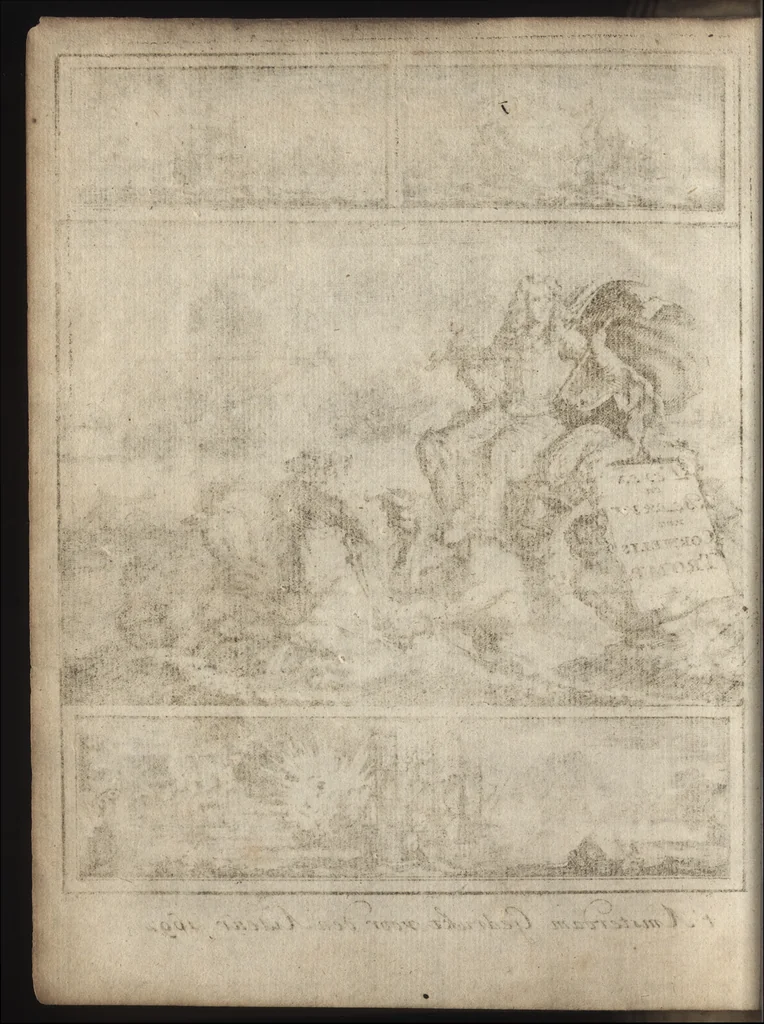 An illustration from Leven en bedryf van den vermaarden zeeheld Cornelis Tromp, graaf van Sylliesburg, ridder van den Olifant, baronnet, &c., lieutenant admiraal generaal van Holland en Westvriesland : ondermengd met de voornaamste daaden van verscheidene andere zeehoofden, en voornaamentlijk met die van Martin Harpertsz. Tromp : benevens een naauwkeurig verhaal van der Nederlanderen en hunner bondgenooten oorlogen, sedert den jaare 1650 tegens verscheidene volkeren gevoerd : voorzien met alle de noodige authentyke stukken en bewyzen, en vercierd met schoone kopere figuuren, 1692, leaf 7