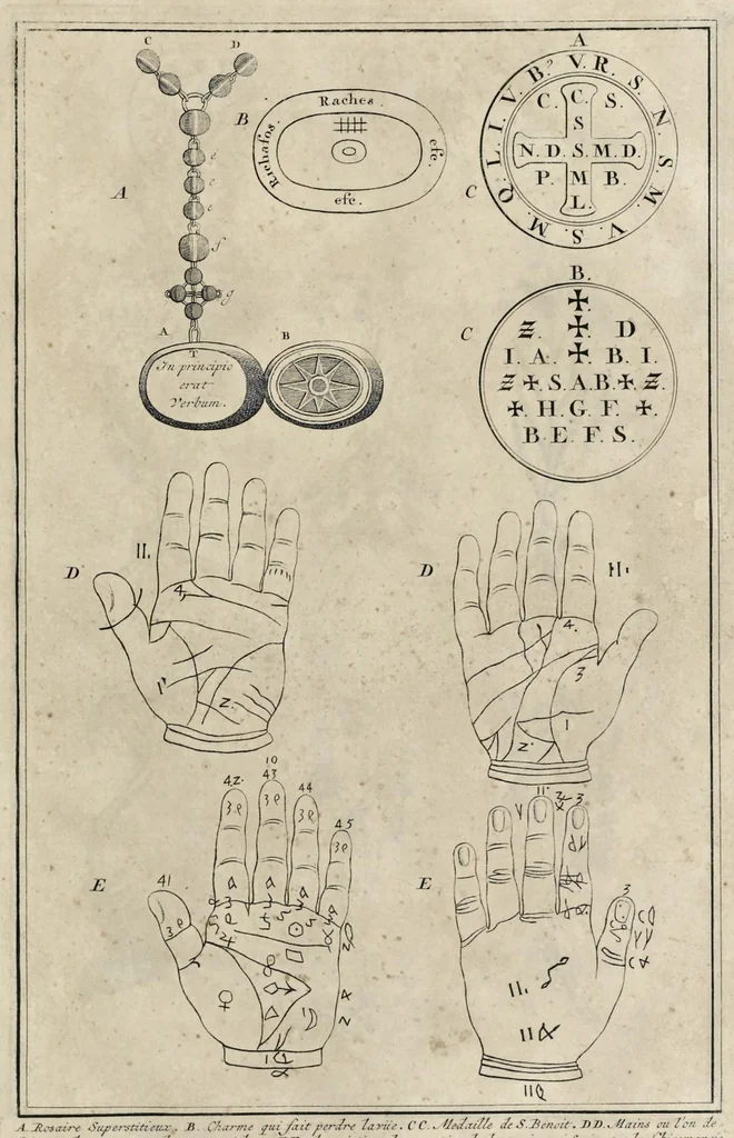 An illustration from Superstitions anciennes et modernes : prejugés vulgaires qui ont induit les peuples à des usages et à des pratiques contraires à la religion, 1733, leaf 130