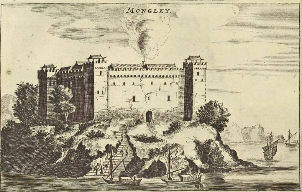 An illustration from Het gezandtschap der Neêrlandtsche Oost-Indische Compagnie, aan den grooten Tartarischen Cham, den tegenwoordigen keizer van China : waar in de gedenkwaerdigste geschiedenissen, die onder het reizen door de Sineesche landtschappen, Quantung, Kiangsi, Nanking, Xantung en Peking, en aan het keizerlyke hof te Peking, zedert den jaare 1655 tot 1657 zyn voorgevallen, op het bondigste verhandelt worden : beneffens een naauwkeurige beschryvinge der Sineesche steden, dorpen, regeering, weetenschappen, handwerken, zeden, godsdiensten, gebouwen, drachten, scheepen, bergen, gewaffen, dieren, &c. en oorlogen tegen de Tarters : verçiert met over de 150 afbeeldtsels, na 't leven in Sina, 1693, leaf 103
