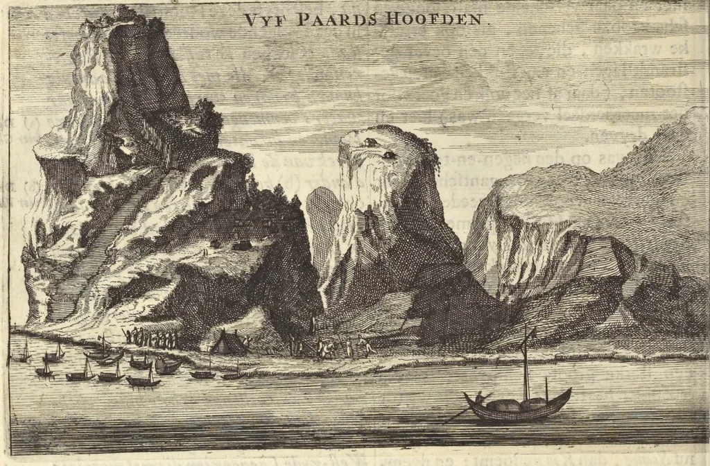 An illustration from Het gezandtschap der Neêrlandtsche Oost-Indische Compagnie, aan den grooten Tartarischen Cham, den tegenwoordigen keizer van China : waar in de gedenkwaerdigste geschiedenissen, die onder het reizen door de Sineesche landtschappen, Quantung, Kiangsi, Nanking, Xantung en Peking, en aan het keizerlyke hof te Peking, zedert den jaare 1655 tot 1657 zyn voorgevallen, op het bondigste verhandelt worden : beneffens een naauwkeurige beschryvinge der Sineesche steden, dorpen, regeering, weetenschappen, handwerken, zeden, godsdiensten, gebouwen, drachten, scheepen, bergen, gewaffen, dieren, &c. en oorlogen tegen de Tarters : verçiert met over de 150 afbeeldtsels, na 't leven in Sina, 1693, leaf 109