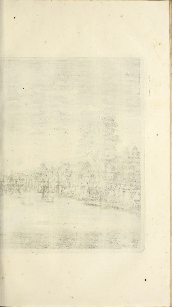 An illustration from Het gezandtschap der Neêrlandtsche Oost-Indische Compagnie, aan den grooten Tartarischen Cham, den tegenwoordigen keizer van China : waar in de gedenkwaerdigste geschiedenissen, die onder het reizen door de Sineesche landtschappen, Quantung, Kiangsi, Nanking, Xantung en Peking, en aan het keizerlyke hof te Peking, zedert den jaare 1655 tot 1657 zyn voorgevallen, op het bondigste verhandelt worden : beneffens een naauwkeurige beschryvinge der Sineesche steden, dorpen, regeering, weetenschappen, handwerken, zeden, godsdiensten, gebouwen, drachten, scheepen, bergen, gewaffen, dieren, &c. en oorlogen tegen de Tarters : verçiert met over de 150 afbeeldtsels, na 't leven in Sina, 1693, leaf 280