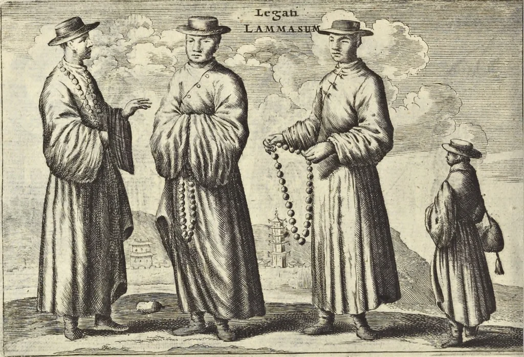 An illustration from Het gezandtschap der Neêrlandtsche Oost-Indische Compagnie, aan den grooten Tartarischen Cham, den tegenwoordigen keizer van China : waar in de gedenkwaerdigste geschiedenissen, die onder het reizen door de Sineesche landtschappen, Quantung, Kiangsi, Nanking, Xantung en Peking, en aan het keizerlyke hof te Peking, zedert den jaare 1655 tot 1657 zyn voorgevallen, op het bondigste verhandelt worden : beneffens een naauwkeurige beschryvinge der Sineesche steden, dorpen, regeering, weetenschappen, handwerken, zeden, godsdiensten, gebouwen, drachten, scheepen, bergen, gewaffen, dieren, &c. en oorlogen tegen de Tarters : verçiert met over de 150 afbeeldtsels, na 't leven in Sina, 1693, leaf 307