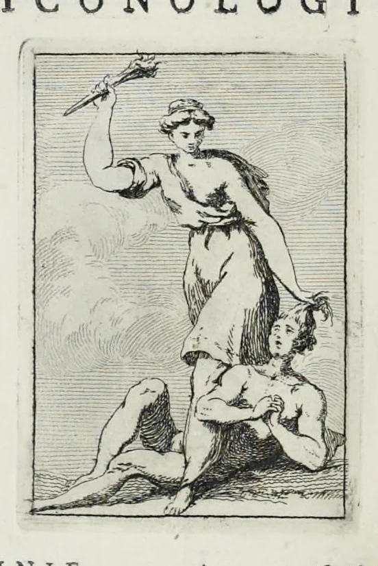 An illustration from Iconologie, tirée de divers auteurs : utile aux gens de lettres, aux poëtes, aux artistes, & généralement à tous les amateurs des beaux-arts, 1759, leaf 99
