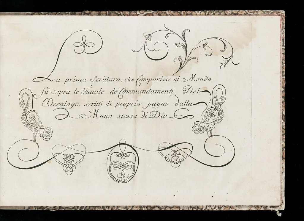 An illustration from Nuouo libro d' essemplari della scrittura italiana : secondo la maniera piú propria, piú facile, e piú moderna che si usa presentemente, leaf 12