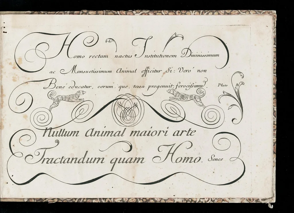 An illustration from Nuouo libro d' essemplari della scrittura italiana : secondo la maniera piú propria, piú facile, e piú moderna che si usa presentemente, leaf 34