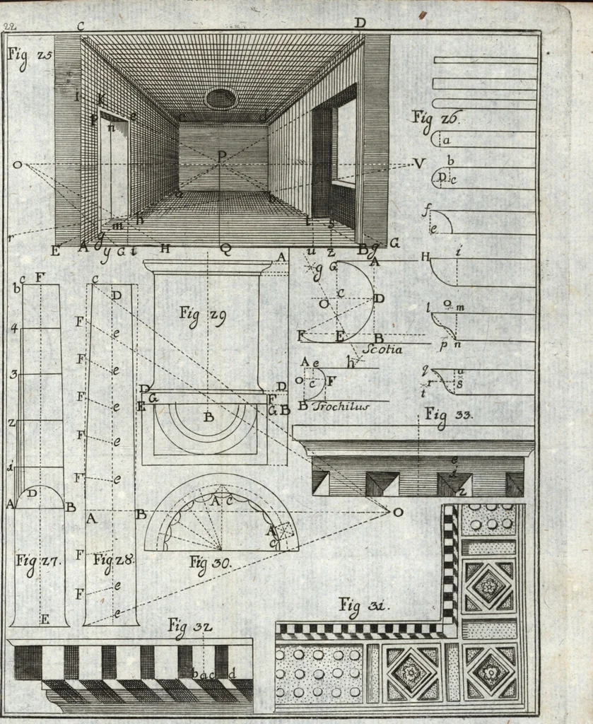 An illustration from Elemens de l'architecture civile, à l'usage des cavaliers du College Roial Thérésien, 1772, leaf 458
