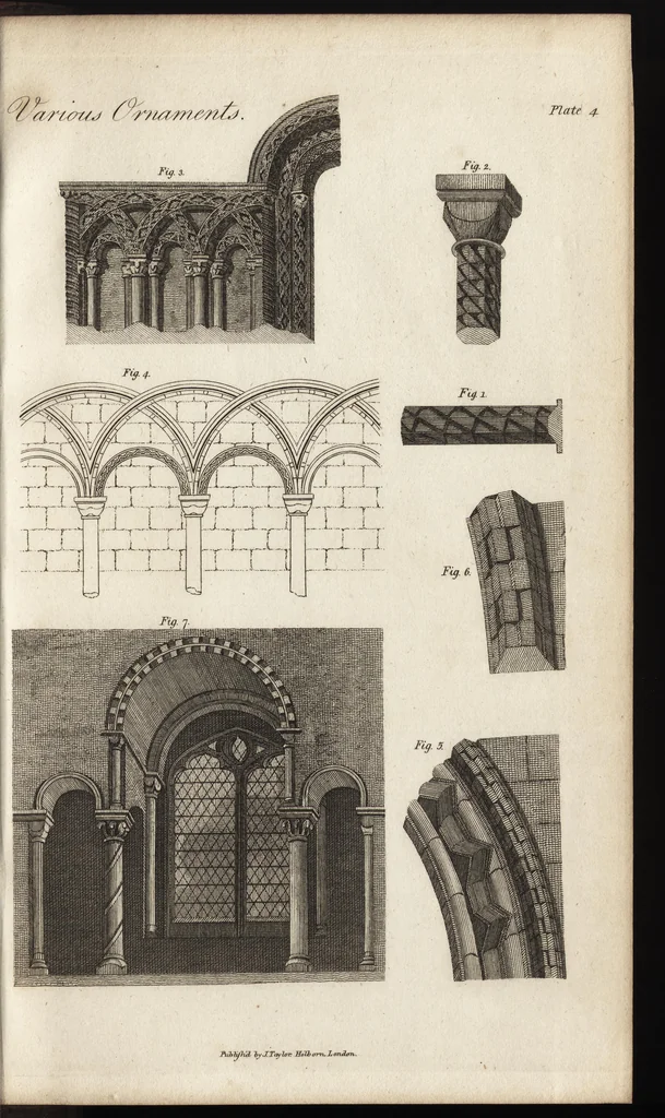 An illustration from Essays on Gothic architecture, 1808, leaf 216