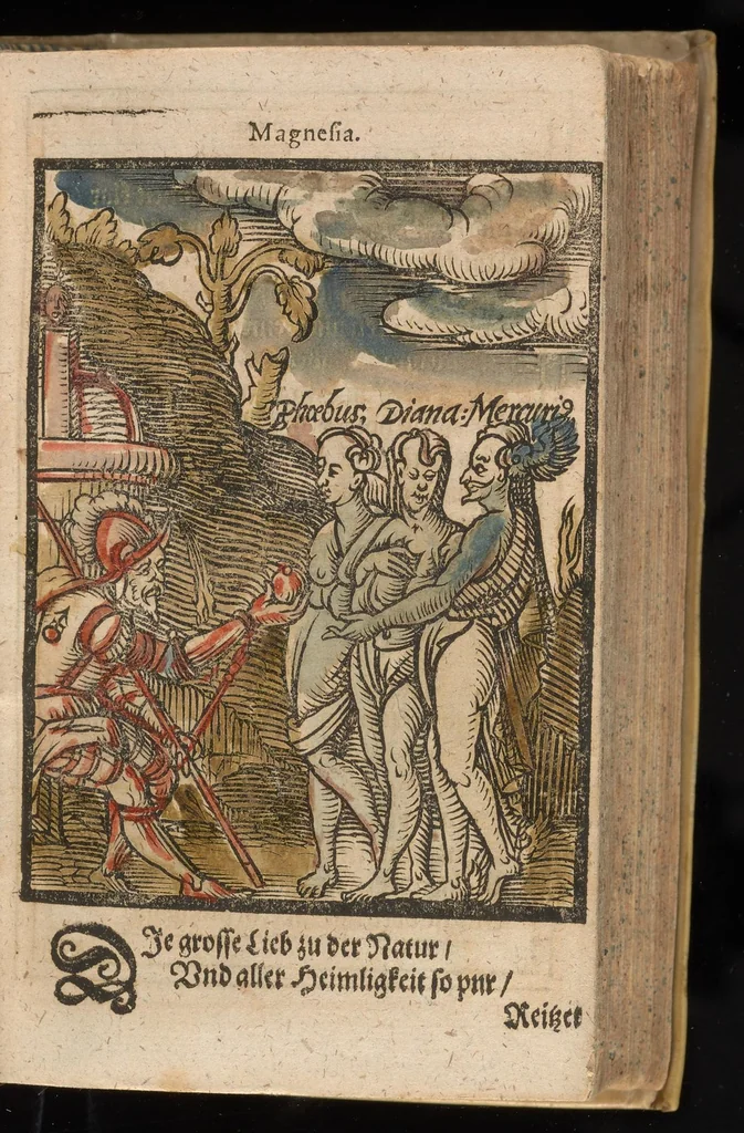 An illustration from De lapide philosophico, das ist, Von dem Gebenedeyten Stein der Weysen oder Chemia : zu gründlichem vnnd warhafftigem Bericht, allen Werden Liebhabern, der Waren, Edlen und reinen Kunst Chemiae, gantz hell vnd klar, aus brüderlicher Liebe und Wolmeinung geschrieben, 1618, leaf 48