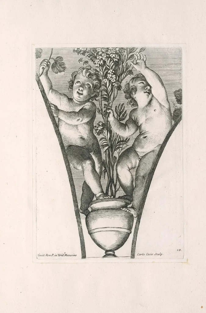 An illustration from Angoli dipinti a fresco da Guido Reni nella loggia contigua al giardino del palazzo dell' ecc.mo sig.r duca Mazarino nel monte Quirinale, 1696, leaf 24
