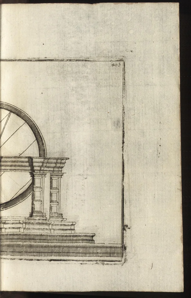 An illustration from Epitome cosmografica, o, Compendiosa introduttione all' astronomia, geografia & idrografia : per l'uso, dilucidatione, e fabbrica delle sfere, globi, planisferi, astrolabi, e tavole geografiche, e particolarmente degli stampati, e spiegati nelle publiche lettioni, 1693, leaf 580