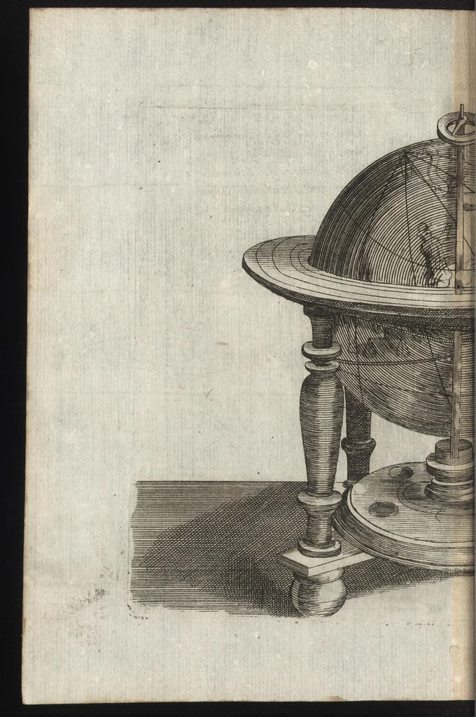 An illustration from Epitome cosmografica, o, Compendiosa introduttione all' astronomia, geografia & idrografia : per l'uso, dilucidatione, e fabbrica delle sfere, globi, planisferi, astrolabi, e tavole geografiche, e particolarmente degli stampati, e spiegati nelle publiche lettioni, 1693, leaf 587