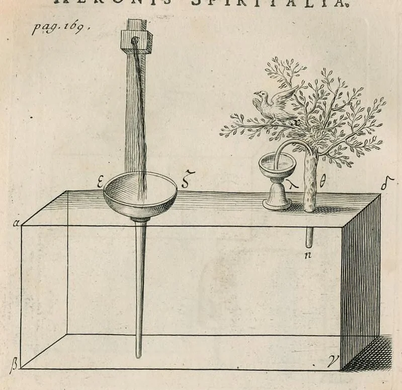 An illustration from Veterum mathematicorum Athenæi, Apollodori, Philonis, Bitonis, Heronis, et aliorum opera, Græce et Latine, pleraque nunc primum edita, 1693, leaf 188