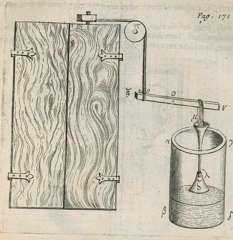 An illustration from Veterum mathematicorum Athenæi, Apollodori, Philonis, Bitonis, Heronis, et aliorum opera, Græce et Latine, pleraque nunc primum edita, 1693, leaf 190