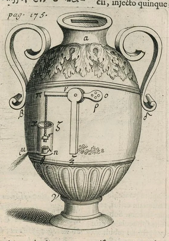 An illustration from Veterum mathematicorum Athenæi, Apollodori, Philonis, Bitonis, Heronis, et aliorum opera, Græce et Latine, pleraque nunc primum edita, 1693, leaf 194