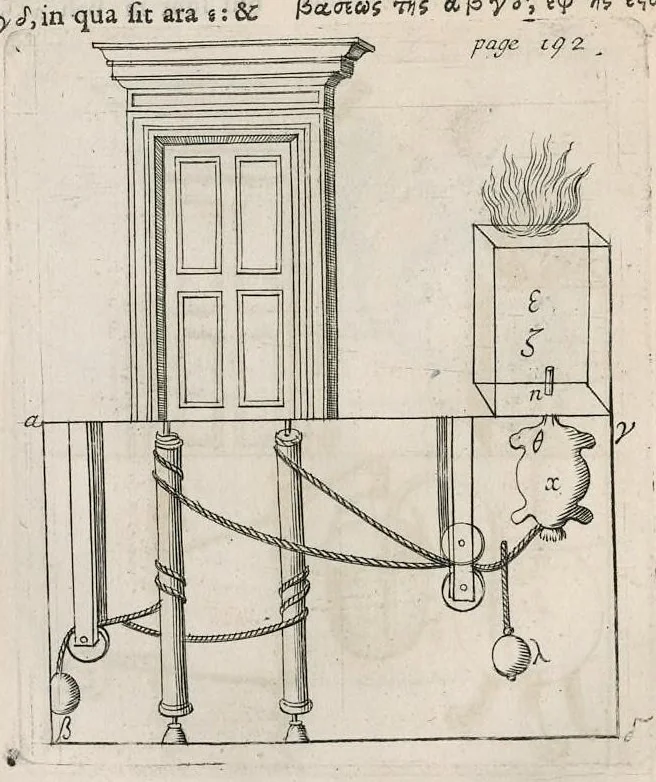 An illustration from Veterum mathematicorum Athenæi, Apollodori, Philonis, Bitonis, Heronis, et aliorum opera, Græce et Latine, pleraque nunc primum edita, 1693, leaf 211