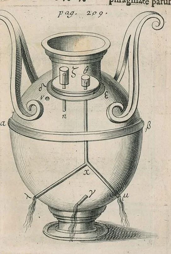 An illustration from Veterum mathematicorum Athenæi, Apollodori, Philonis, Bitonis, Heronis, et aliorum opera, Græce et Latine, pleraque nunc primum edita, 1693, leaf 228