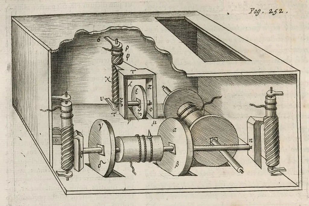 An illustration from Veterum mathematicorum Athenæi, Apollodori, Philonis, Bitonis, Heronis, et aliorum opera, Græce et Latine, pleraque nunc primum edita, 1693, leaf 271