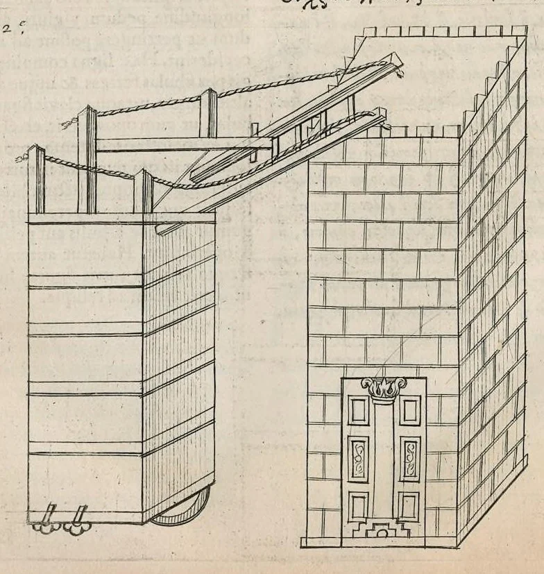 An illustration from Veterum mathematicorum Athenæi, Apollodori, Philonis, Bitonis, Heronis, et aliorum opera, Græce et Latine, pleraque nunc primum edita, 1693, leaf 49