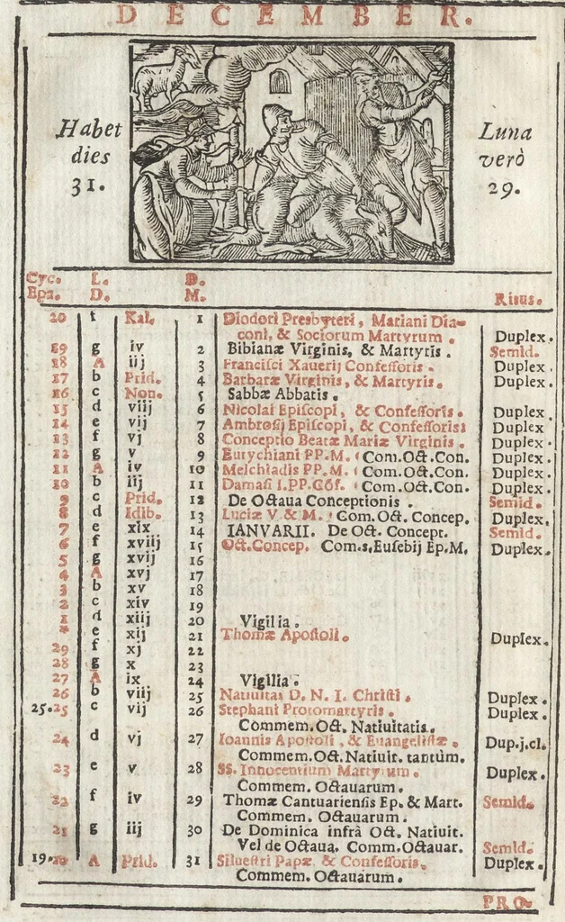 An illustration from Proprium sanctorum Romanorum et aliorum pro sacrosanta Romana cathedrali ecclesia Lateranensi : a Sac. rit. congregatione approbatum : ad commodiorem vsum, in quatuor anni partes distributum, 1690, leaf 35