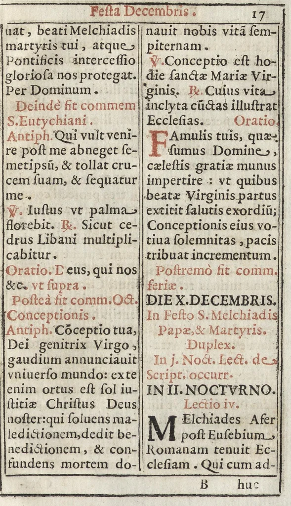 An illustration from Proprium sanctorum Romanorum et aliorum pro sacrosanta Romana cathedrali ecclesia Lateranensi : a Sac. rit. congregatione approbatum : ad commodiorem vsum, in quatuor anni partes distributum, 1690, leaf 52