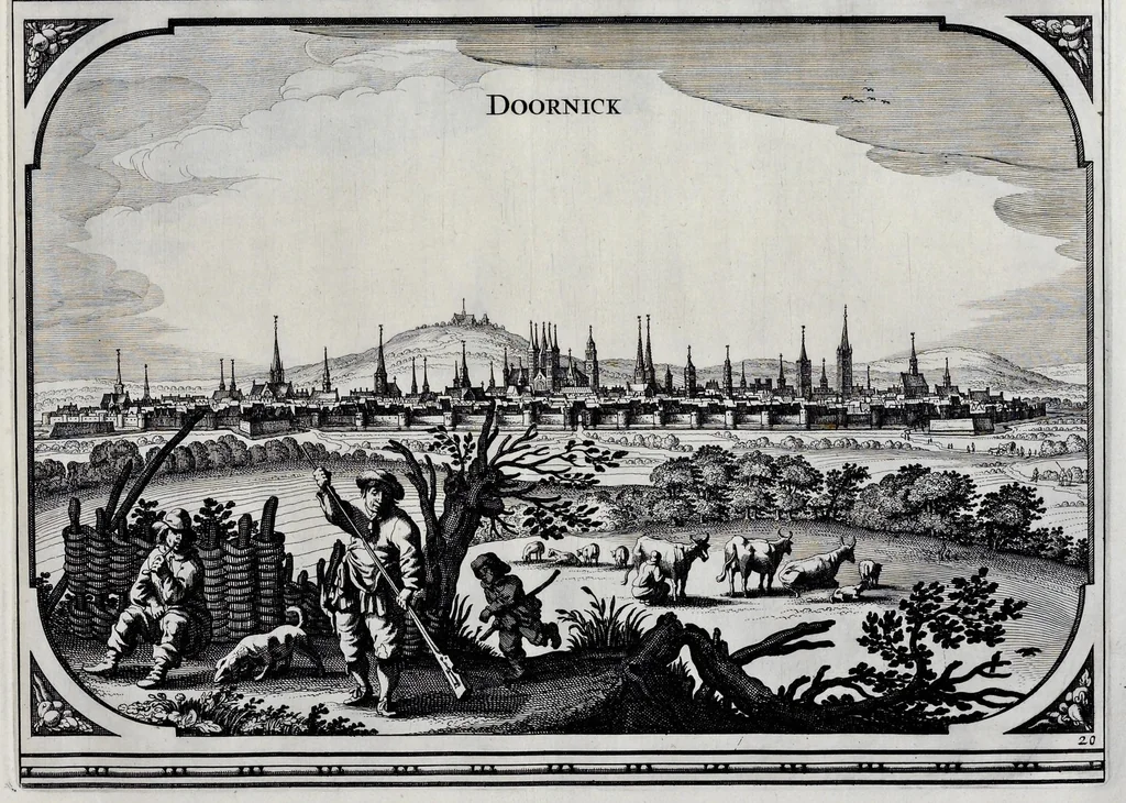An illustration from Speculum Zelandiae : dat is, een beschryvinge ofte afbeelding der steden, ambachts-heerlijckheden, dorpen, castelen, ridderlijcke hofsteden, huysen en gebouwen, gelegen inde eylanden en de graeflijckheyt van Zeelandt, 1660, leaf 114