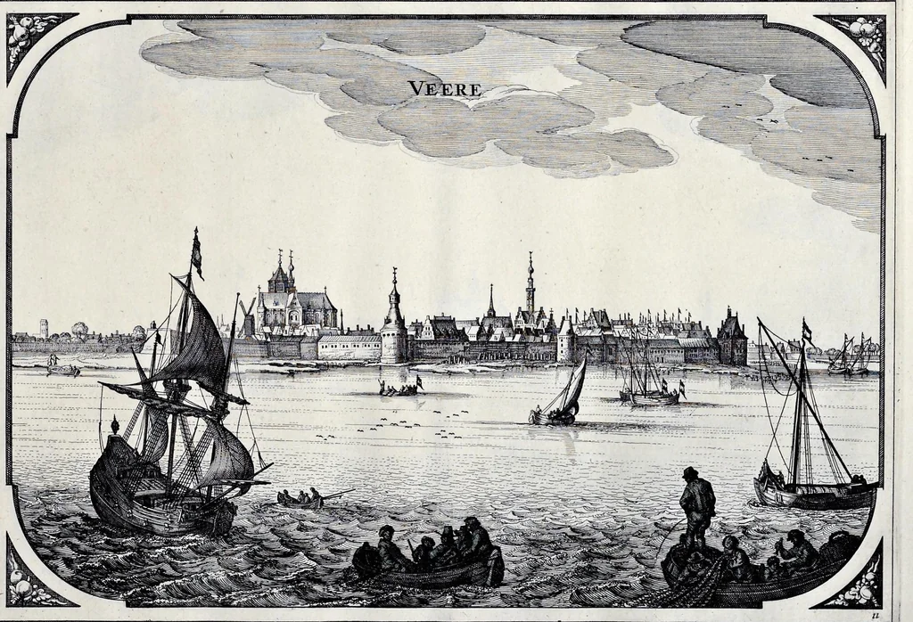 An illustration from Speculum Zelandiae : dat is, een beschryvinge ofte afbeelding der steden, ambachts-heerlijckheden, dorpen, castelen, ridderlijcke hofsteden, huysen en gebouwen, gelegen inde eylanden en de graeflijckheyt van Zeelandt, 1660, leaf 22