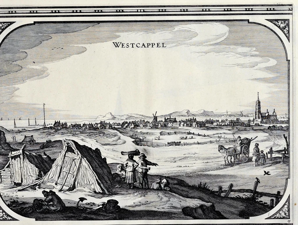 An illustration from Speculum Zelandiae : dat is, een beschryvinge ofte afbeelding der steden, ambachts-heerlijckheden, dorpen, castelen, ridderlijcke hofsteden, huysen en gebouwen, gelegen inde eylanden en de graeflijckheyt van Zeelandt, 1660, leaf 30
