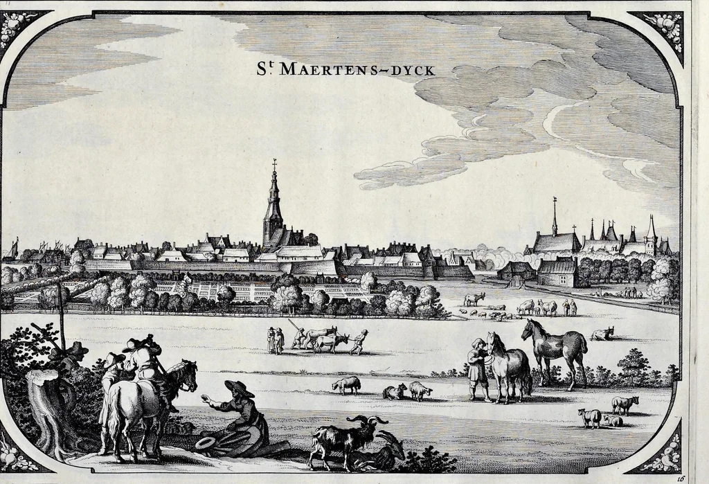An illustration from Speculum Zelandiae : dat is, een beschryvinge ofte afbeelding der steden, ambachts-heerlijckheden, dorpen, castelen, ridderlijcke hofsteden, huysen en gebouwen, gelegen inde eylanden en de graeflijckheyt van Zeelandt, 1660, leaf 32