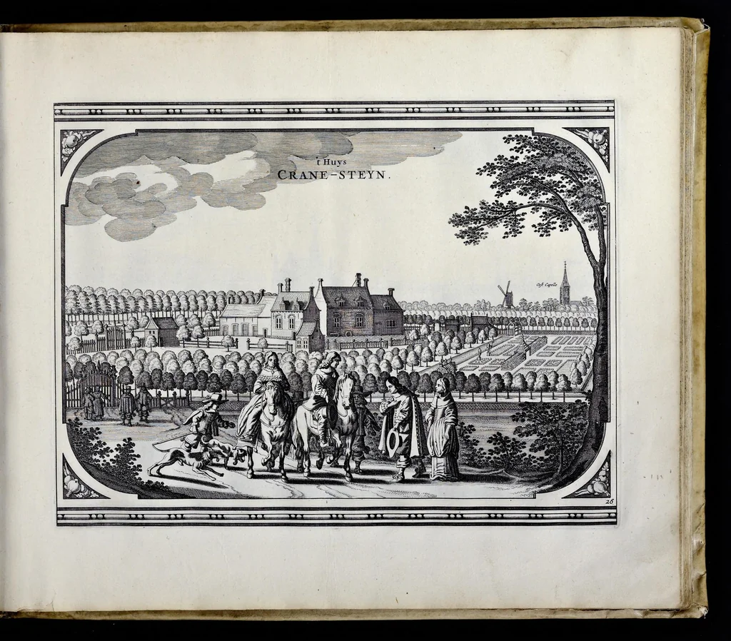 An illustration from Speculum Zelandiae : dat is, een beschryvinge ofte afbeelding der steden, ambachts-heerlijckheden, dorpen, castelen, ridderlijcke hofsteden, huysen en gebouwen, gelegen inde eylanden en de graeflijckheyt van Zeelandt, 1660, leaf 52