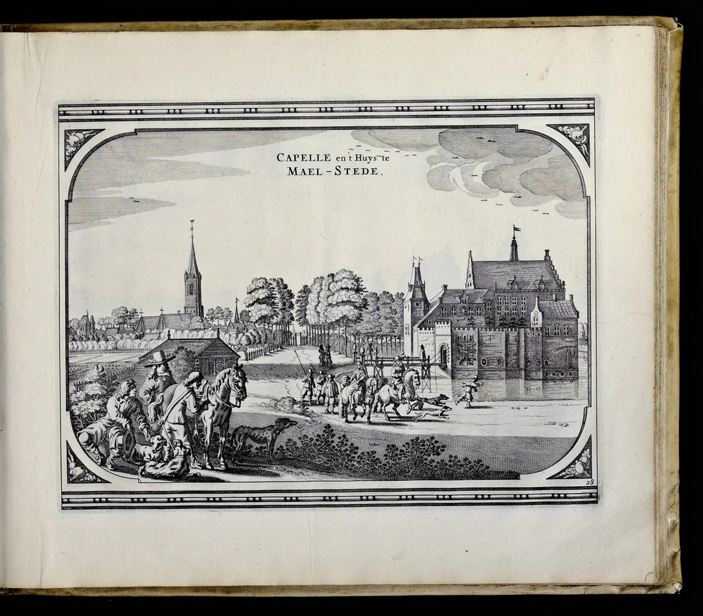 An illustration from Speculum Zelandiae : dat is, een beschryvinge ofte afbeelding der steden, ambachts-heerlijckheden, dorpen, castelen, ridderlijcke hofsteden, huysen en gebouwen, gelegen inde eylanden en de graeflijckheyt van Zeelandt, 1660, leaf 56