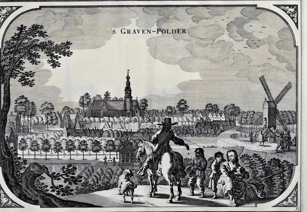 An illustration from Speculum Zelandiae : dat is, een beschryvinge ofte afbeelding der steden, ambachts-heerlijckheden, dorpen, castelen, ridderlijcke hofsteden, huysen en gebouwen, gelegen inde eylanden en de graeflijckheyt van Zeelandt, 1660, leaf 62