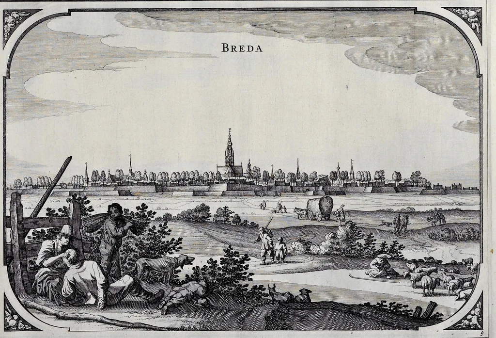An illustration from Speculum Zelandiae : dat is, een beschryvinge ofte afbeelding der steden, ambachts-heerlijckheden, dorpen, castelen, ridderlijcke hofsteden, huysen en gebouwen, gelegen inde eylanden en de graeflijckheyt van Zeelandt, 1660, leaf 92