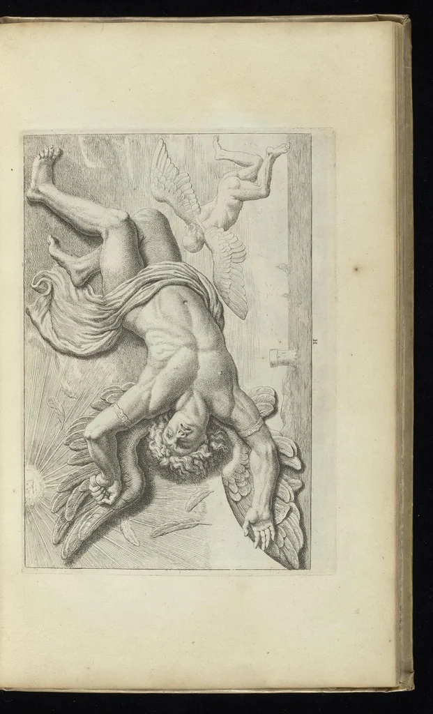 An illustration from Prima[-secunda] pars praecipuarum effigierum ac ornamentorum amplissimae curiae Amstelrodamensis : maiori ex parte, in candido marmore effectorum per Artum Quellinium, eiusdem civitatis statuarium = Het eerste[-tweede] deel van de voornaemste statuen ende ciraten vant konstrijck Stadthuys van Amstelredam ... = La premier [sic] partie de plusiers figures et ornements de la Maison de ville d'Amsterdam ..., 1665, leaf 172