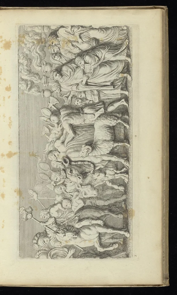 An illustration from Prima[-secunda] pars praecipuarum effigierum ac ornamentorum amplissimae curiae Amstelrodamensis : maiori ex parte, in candido marmore effectorum per Artum Quellinium, eiusdem civitatis statuarium = Het eerste[-tweede] deel van de voornaemste statuen ende ciraten vant konstrijck Stadthuys van Amstelredam ... = La premier [sic] partie de plusiers figures et ornements de la Maison de ville d'Amsterdam ..., 1665, leaf 188