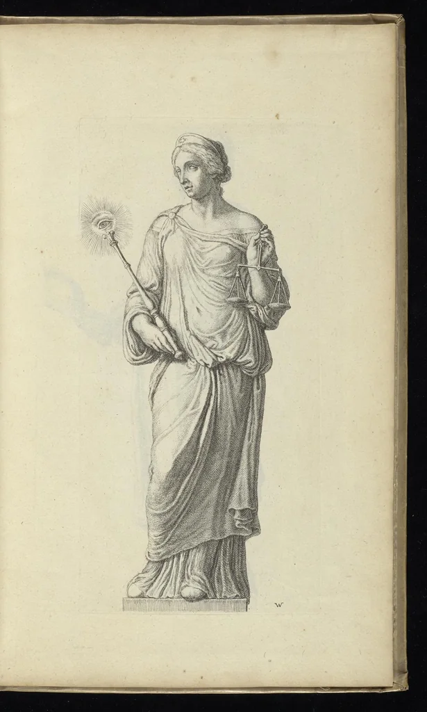 An illustration from Prima[-secunda] pars praecipuarum effigierum ac ornamentorum amplissimae curiae Amstelrodamensis : maiori ex parte, in candido marmore effectorum per Artum Quellinium, eiusdem civitatis statuarium = Het eerste[-tweede] deel van de voornaemste statuen ende ciraten vant konstrijck Stadthuys van Amstelredam ... = La premier [sic] partie de plusiers figures et ornements de la Maison de ville d'Amsterdam ..., 1665, leaf 230