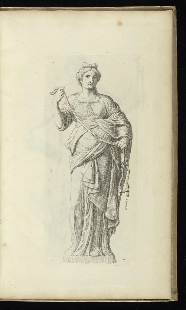 An illustration from Prima[-secunda] pars praecipuarum effigierum ac ornamentorum amplissimae curiae Amstelrodamensis : maiori ex parte, in candido marmore effectorum per Artum Quellinium, eiusdem civitatis statuarium = Het eerste[-tweede] deel van de voornaemste statuen ende ciraten vant konstrijck Stadthuys van Amstelredam ... = La premier [sic] partie de plusiers figures et ornements de la Maison de ville d'Amsterdam ..., 1665, leaf 236