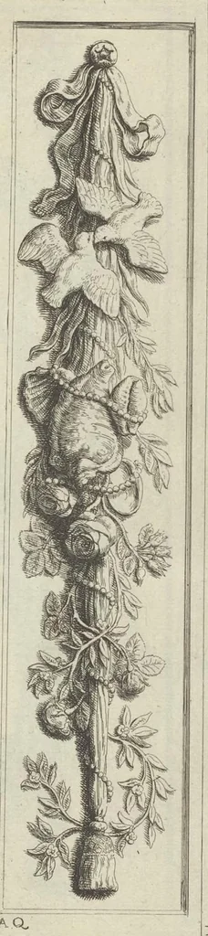 An illustration from Prima[-secunda] pars praecipuarum effigierum ac ornamentorum amplissimae curiae Amstelrodamensis : maiori ex parte, in candido marmore effectorum per Artum Quellinium, eiusdem civitatis statuarium = Het eerste[-tweede] deel van de voornaemste statuen ende ciraten vant konstrijck Stadthuys van Amstelredam ... = La premier [sic] partie de plusiers figures et ornements de la Maison de ville d'Amsterdam ..., 1665, leaf 78